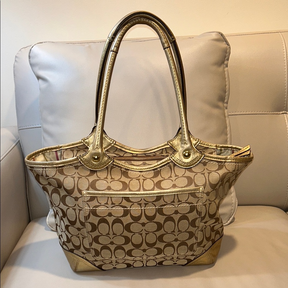 Coach Bleeker Signature Metallic Tattersall Tote - Picture 6 of 15